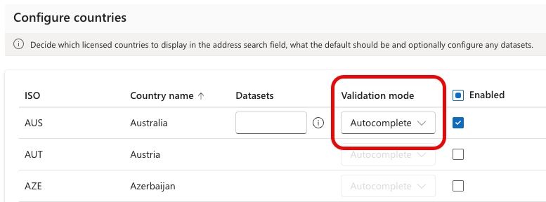 Validation mode